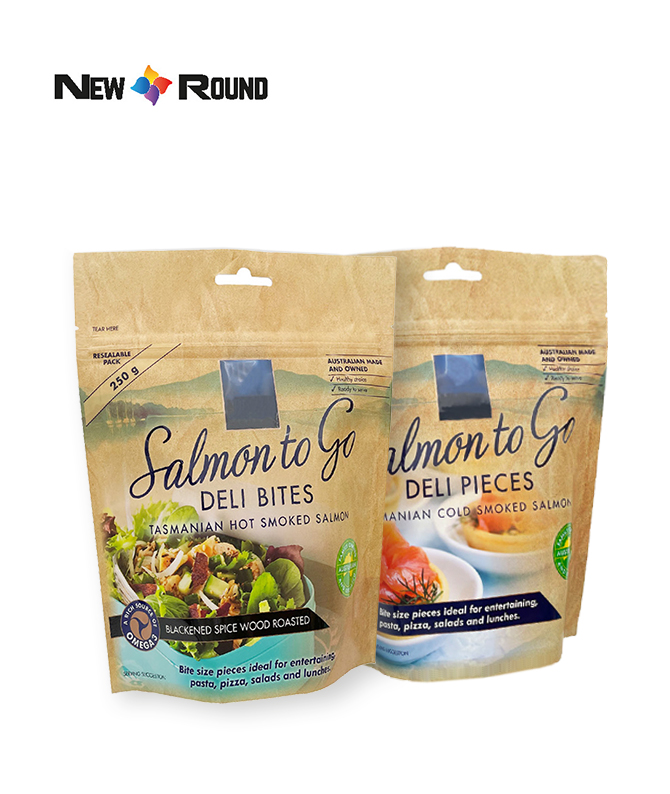 Individuell bedrucktes Logo, Tee-Snacks, Verpackung, Standbeutel, biologisch abbaubare Druckverschlussbeutel aus Kraftpapier, Lebensmittelverpackung aus Aluminiumfolie
