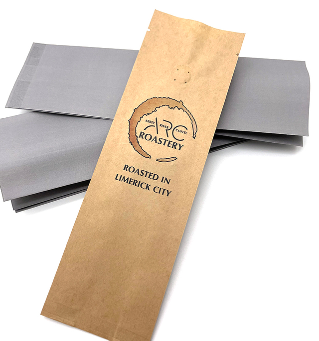 Factory Direct Custom Kaffeebohnenbeutel, Seitenfalte, Quad-Seal-Beutel, braune Kaffeebeutel aus Papier mit Ventil