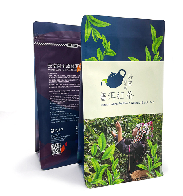 Kundenspezifischer Digitaldrucker-Folienbeutel mit flachem Boden, lebensmittelechter Kunststoff-Teeverpackungsbeutel mit Reißverschluss