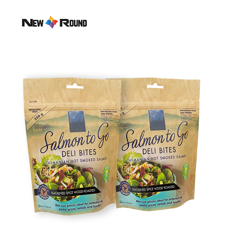 Individuell bedrucktes Logo, Tee-Snacks, Verpackung, Standbeutel, biologisch abbaubare Druckverschlussbeutel aus Kraftpapier, Lebensmittelverpackung aus Aluminiumfolie