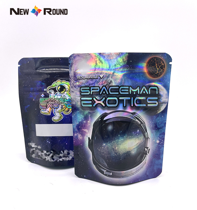 Individuell bedruckte, weiche, kindersichere, geruchssichere, wiederverschließbare 3,5 g holografische Bonbongummis mit Hologramm-Mylar-Beutel