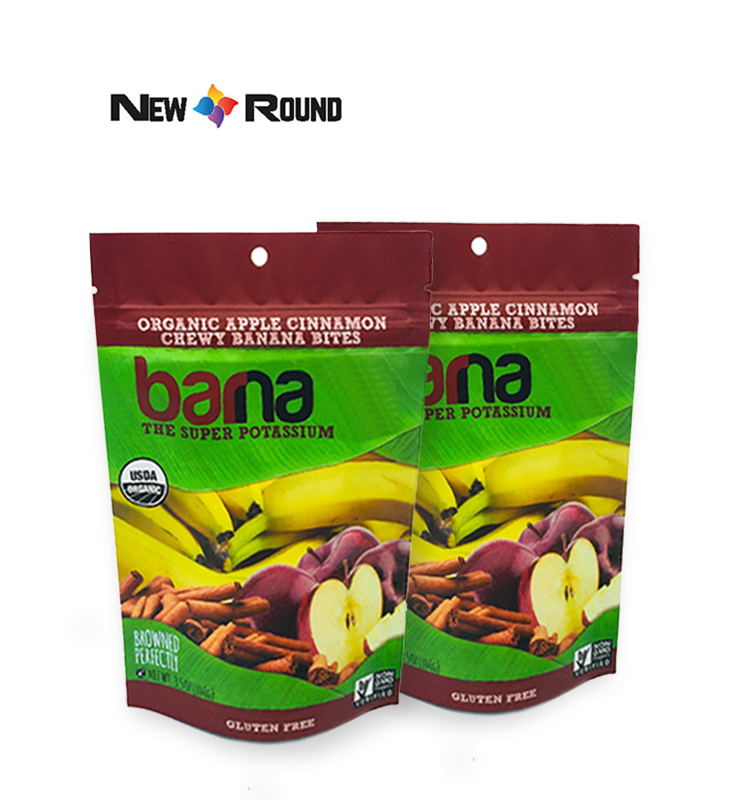 Kundenspezifischer Druck von Snack-Verpackungsbeuteln in Lebensmittelqualität mit laminiertem Bananenchip-Verpackungsdruck