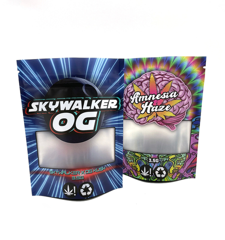 Geruch Proof Beutel Gummies Süßigkeiten Zuckerverpackung Verpackung Custom Digital Printed Mylar Bags 3.5g mit Reißverschluss und Fenster