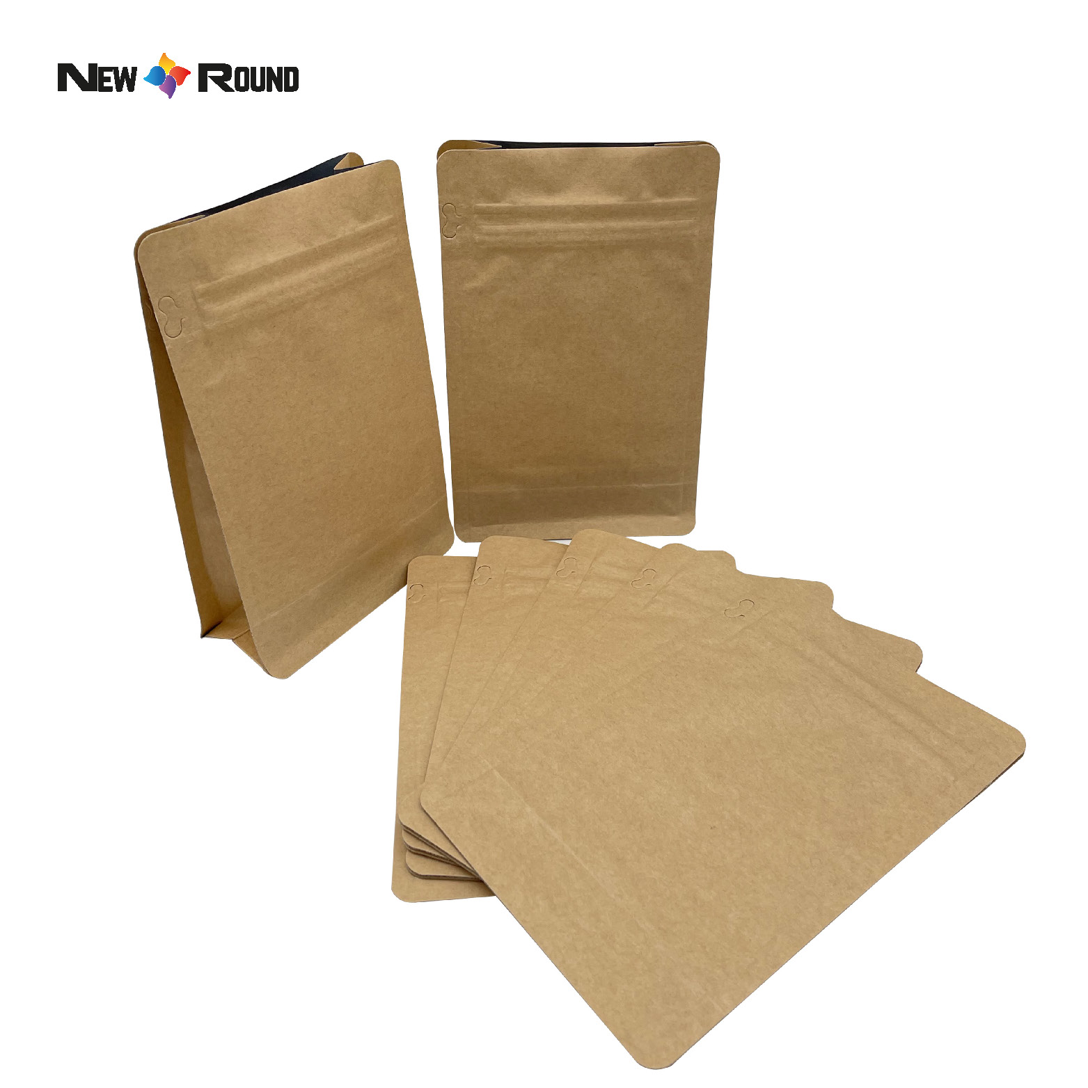 PLA Biologisch abbaubare, wiederverschließbare, kompostierbare, biologisch abbaubare Verpackung, bedruckter Beutel, individuelle Kraftpapier-Logo-Verpackung, Kaffeebeutel
