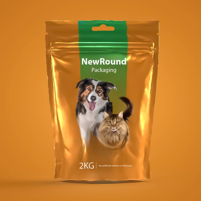 Pet Food Verpackung mit recycelbarem Stand -up -Design