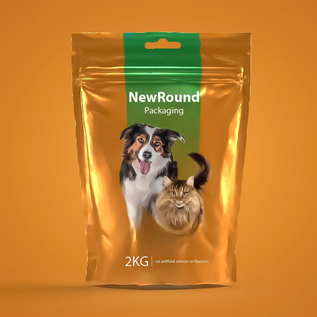 Pet Food Verpackung mit recycelbarem Stand -up -Design