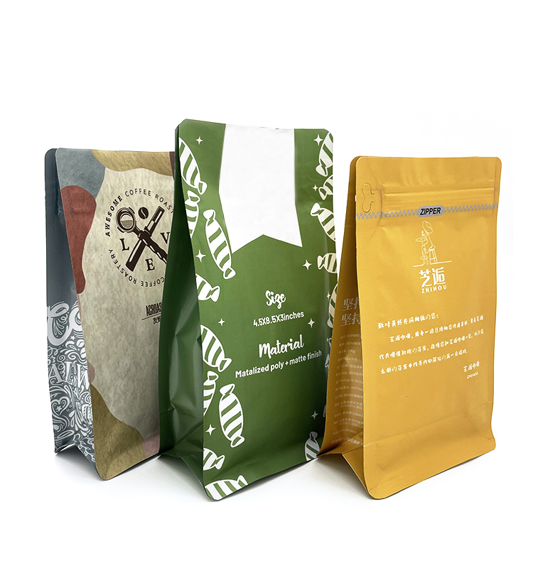 Kundenspezifisch bedruckter Kaffeebohnen-Verpackungsbeutel mit flachem Boden, wiederverschließbarer Reißverschluss aus China