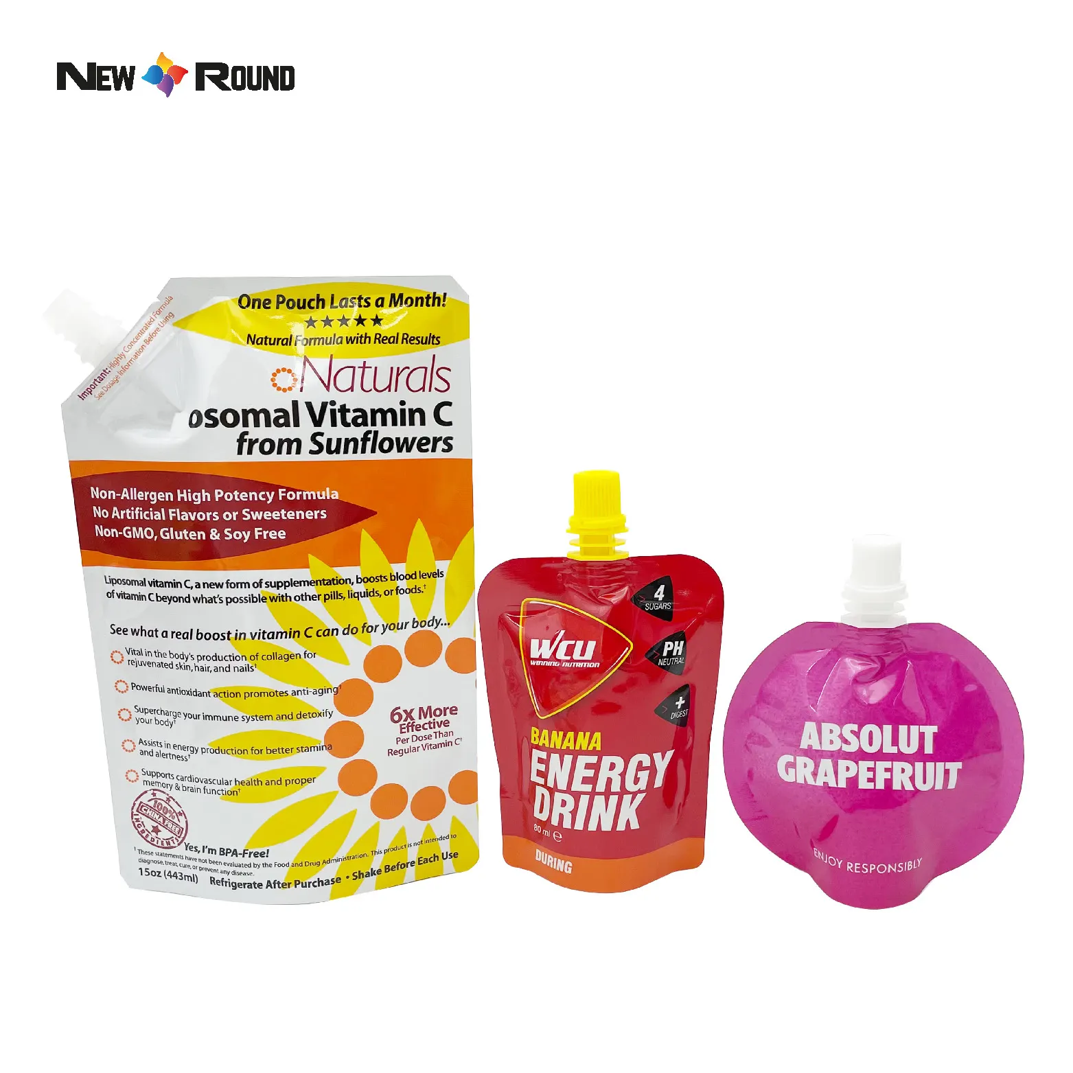 Benutzerdefinierte Form Ausgussbeutel Kunststoff-Getränkebeutel Plastiktüte in Lebensmittelqualität zum Verpacken von Saftlebensmitteln