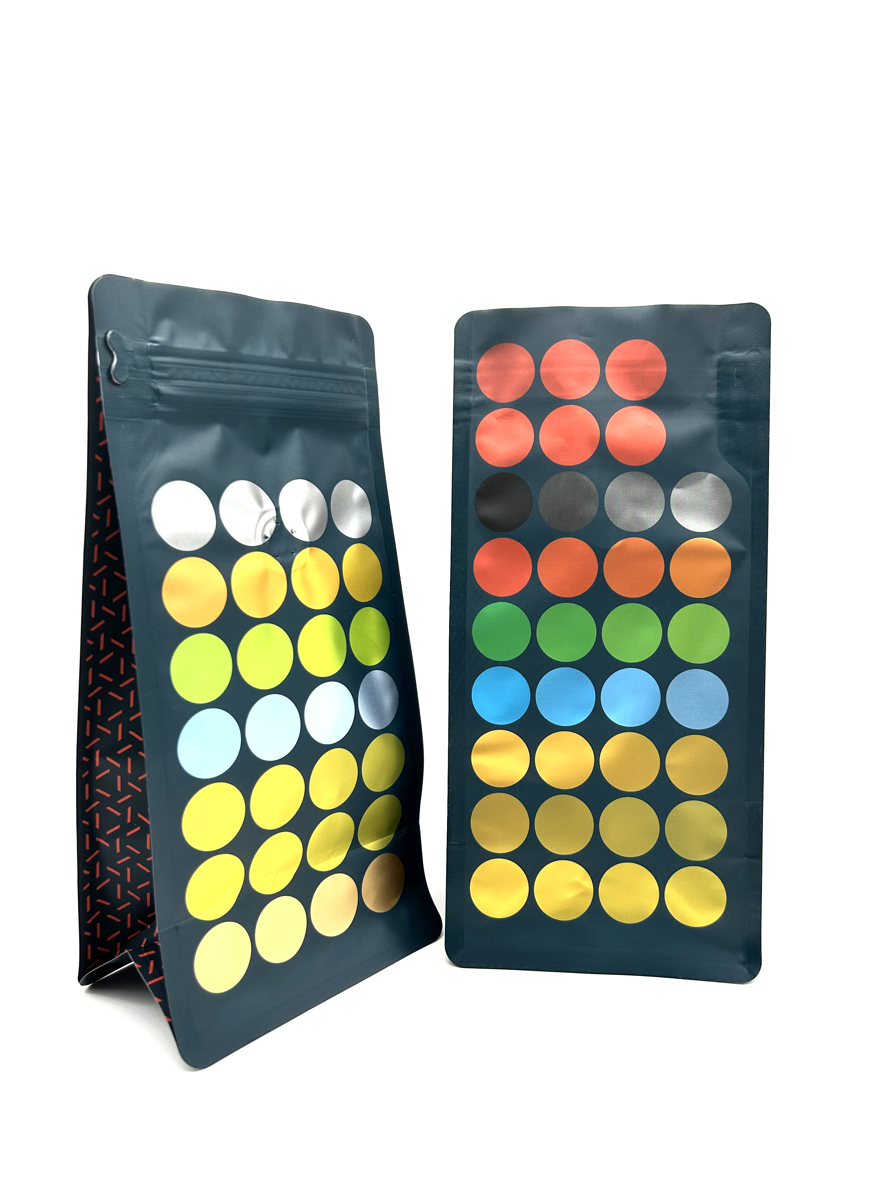 Individuell bedruckte leere Kaffeebohnen-Tee-Verpackungsbeutel aus Kraftpapier mit flachem Boden, Ventil, Reißverschluss und Fenster