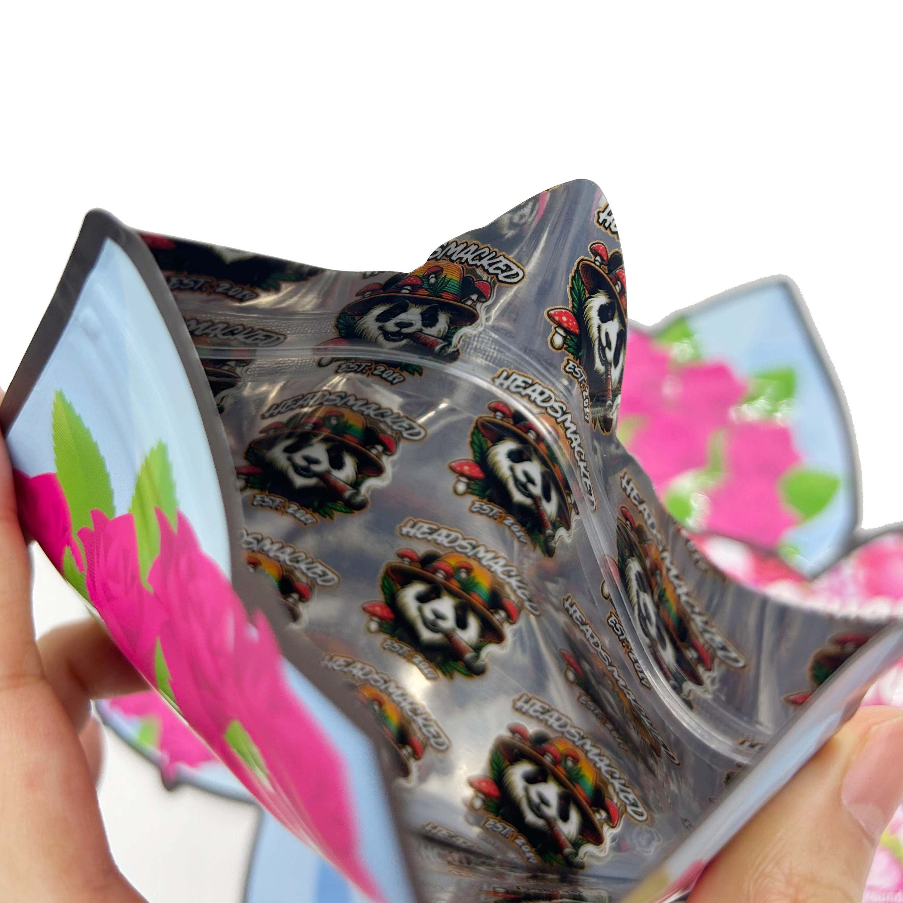 Kundenspezifischer, geruchssicherer 3,5-g-Beutel mit Reißverschluss aus Aluminiumfolie, matt mit Punkt-UV-Verpackung für Süßigkeiten-Gummibärchen, speziell geformter, gestanzter Mylar-Beutel
