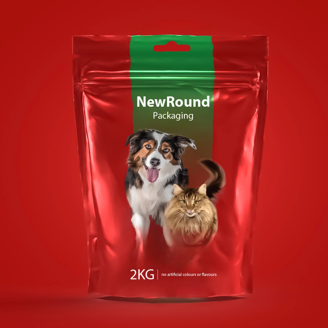 Pet Food Verpackung mit recycelbarem Stand -up -Design
