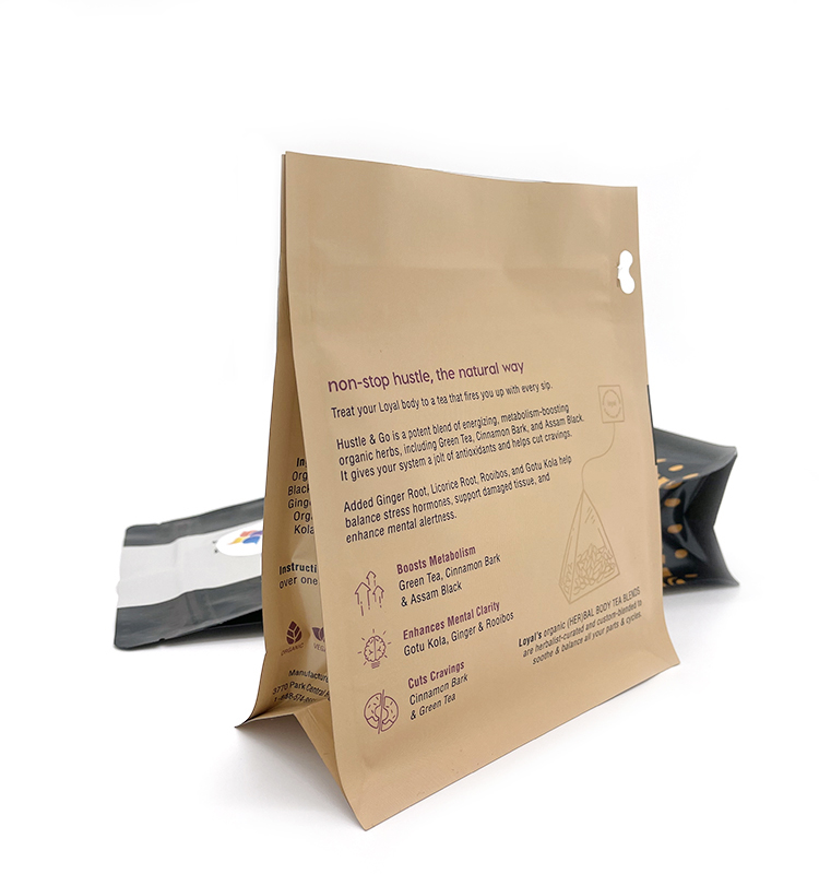 Individuell bedruckte, wiederverschließbare Großhandelsverpackungsbeutel mit flachem Boden und Seitenfalte, Stand-Up-Kaffee-Reißverschlussbeutel 