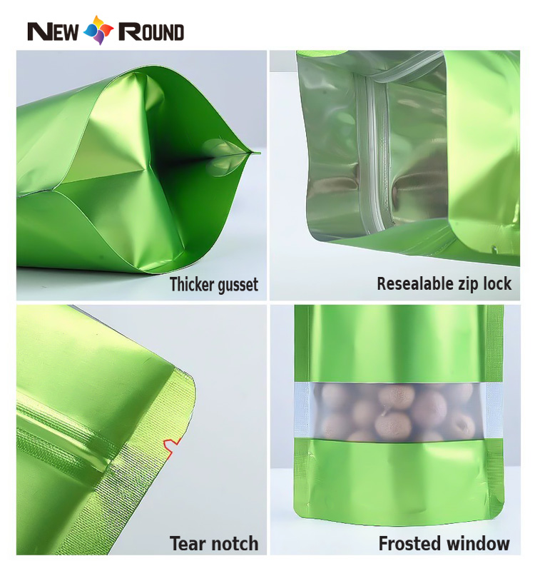 Standbodenbeutel-Verpackung, Tee-Lebensmittelverpackung, Plastiktüten mit Druckverschluss