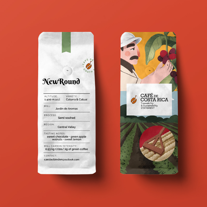 Kompostierbare Seite Zwickeltaschen für Kaffee Spezialitäten