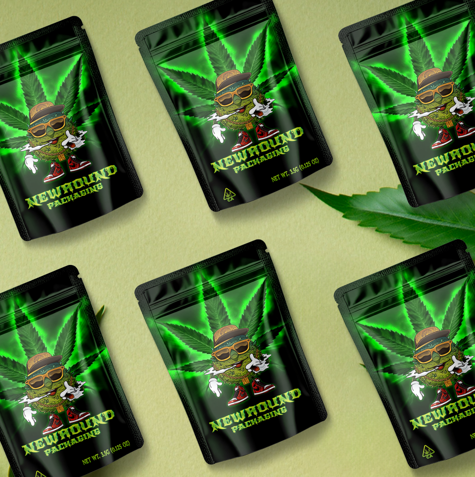Stehen Sie die Marihuana -Tasche mit Reißverschluss auf