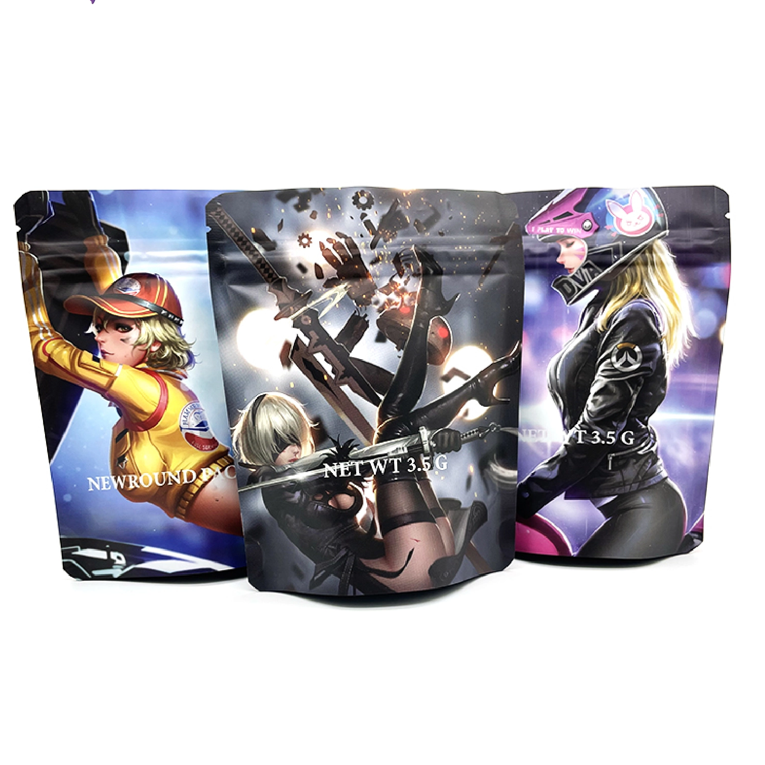 Mylar-Kunststoffbeutel, matt, laminiert, geruchsdicht, Stand-Up-Doypack-Beutel mit kindersicherem, wiederverschließbarem Reißverschluss