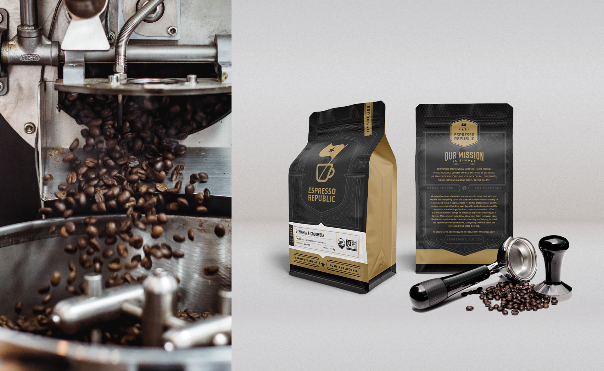 Recycelte Kaffee -Ventil -Taschen mit Plastik