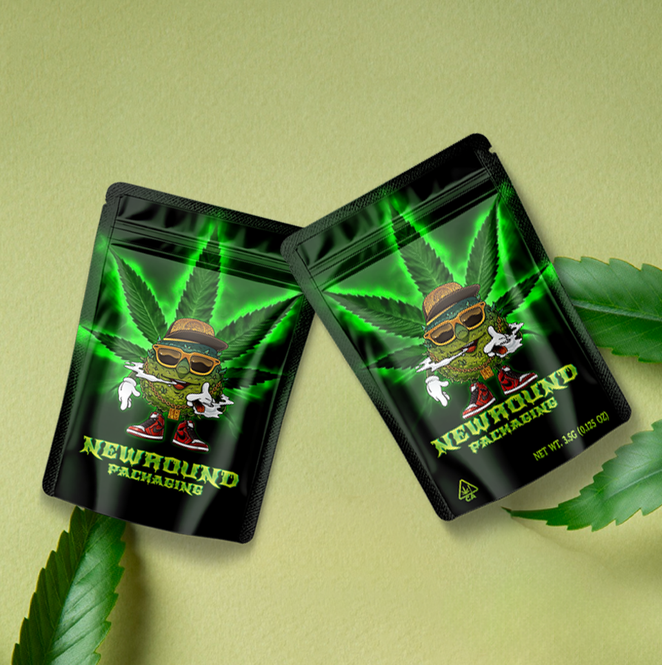 Stehen Sie die Marihuana -Tasche mit Reißverschluss auf