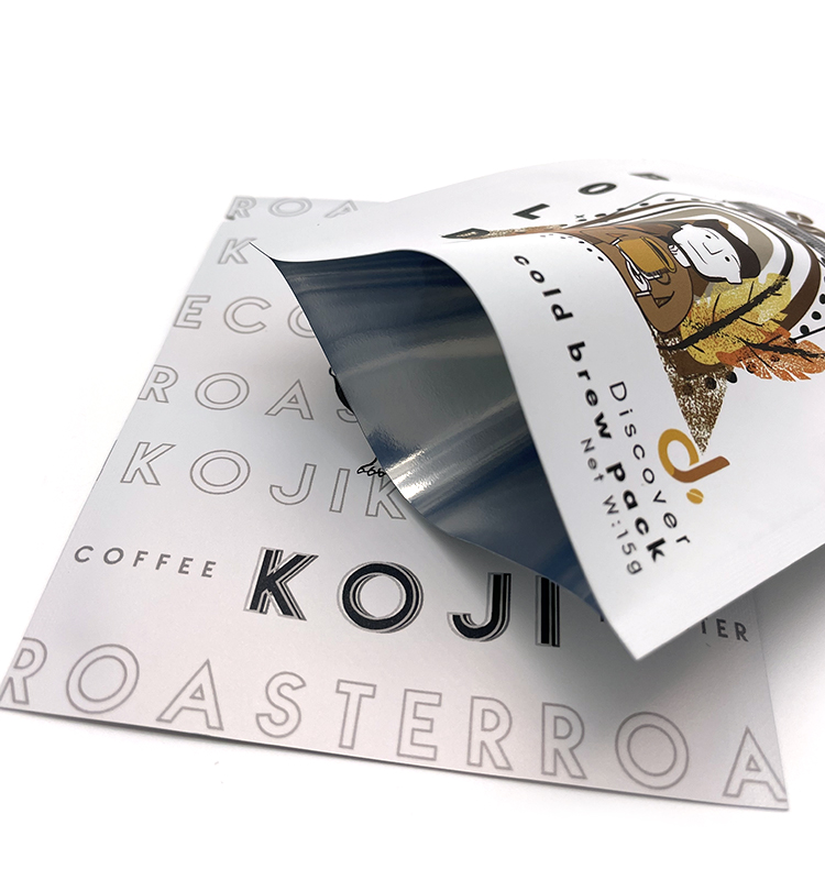 Kraftpapier mit flachem Boden, individuell bedruckte Verpackung, biologisch abbaubare, kompostierbare leere Bohnenverpackung, Kaffeebeutel