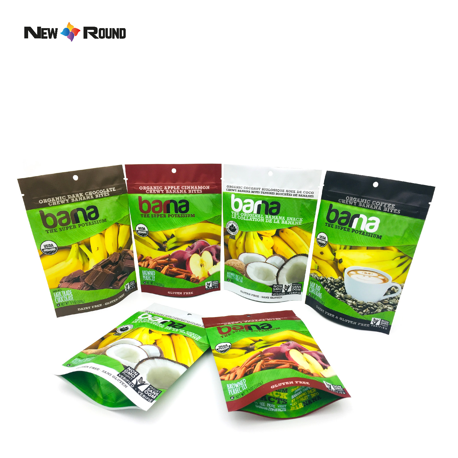 Wiederverschließbare Trockenfrüchte-Gemüse-Kunststoff-Reißverschluss-Lebensmittelverpackungsbeutel, individuell bedruckte Obst-Snack-Beutel