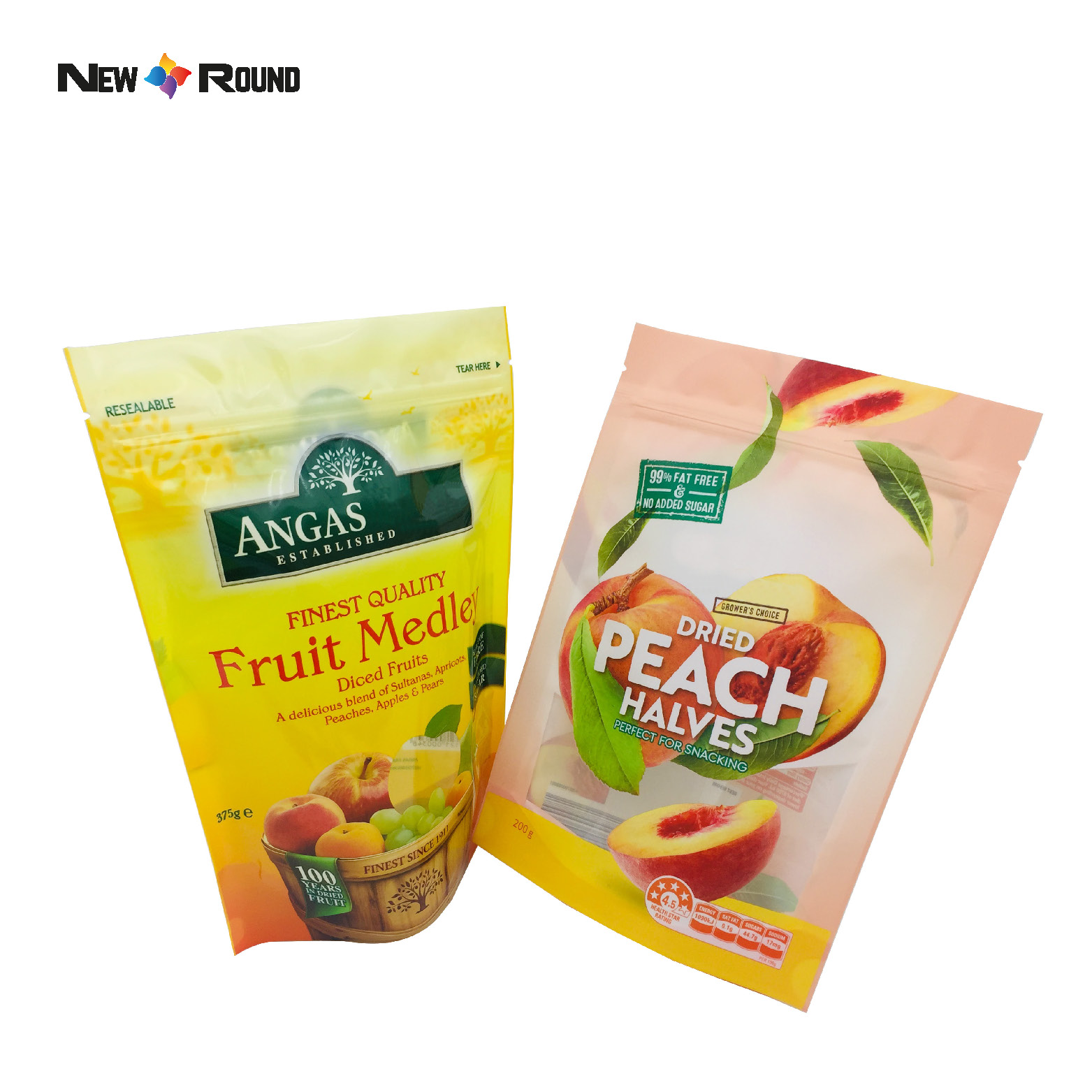 Großhandel mit individuellem Logo für Snacks, Mango, Trockenfrüchte, Kunststoffverpackungen, Standbodenbeutel, Trockenlebensmittel-Verpackungsbeutel