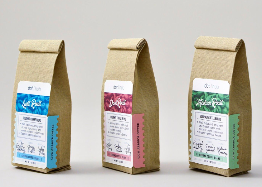 Kompostierbare Geschenktüten für Kaffee und Gourmet -Snacks Spezialitäten