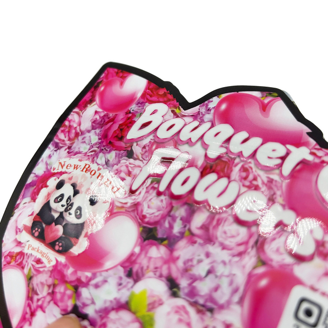 Kundenspezifischer, geruchssicherer 3,5-g-Beutel mit Reißverschluss aus Aluminiumfolie, matt mit Punkt-UV-Verpackung für Süßigkeiten-Gummibärchen, speziell geformter, gestanzter Mylar-Beutel