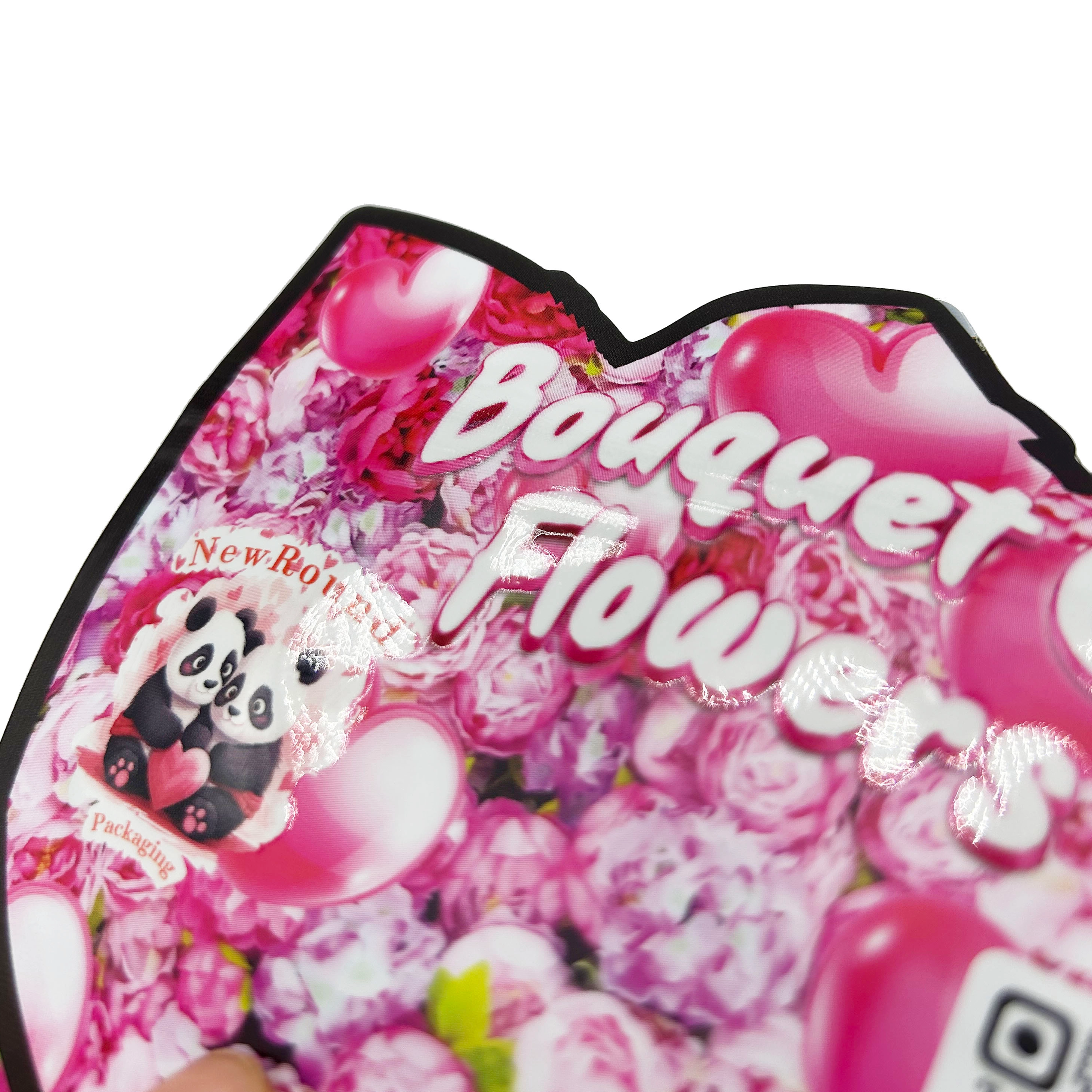 Kundenspezifischer, geruchssicherer 3,5-g-Beutel mit Reißverschluss aus Aluminiumfolie, matt mit Punkt-UV-Verpackung für Süßigkeiten-Gummibärchen, speziell geformter, gestanzter Mylar-Beutel
