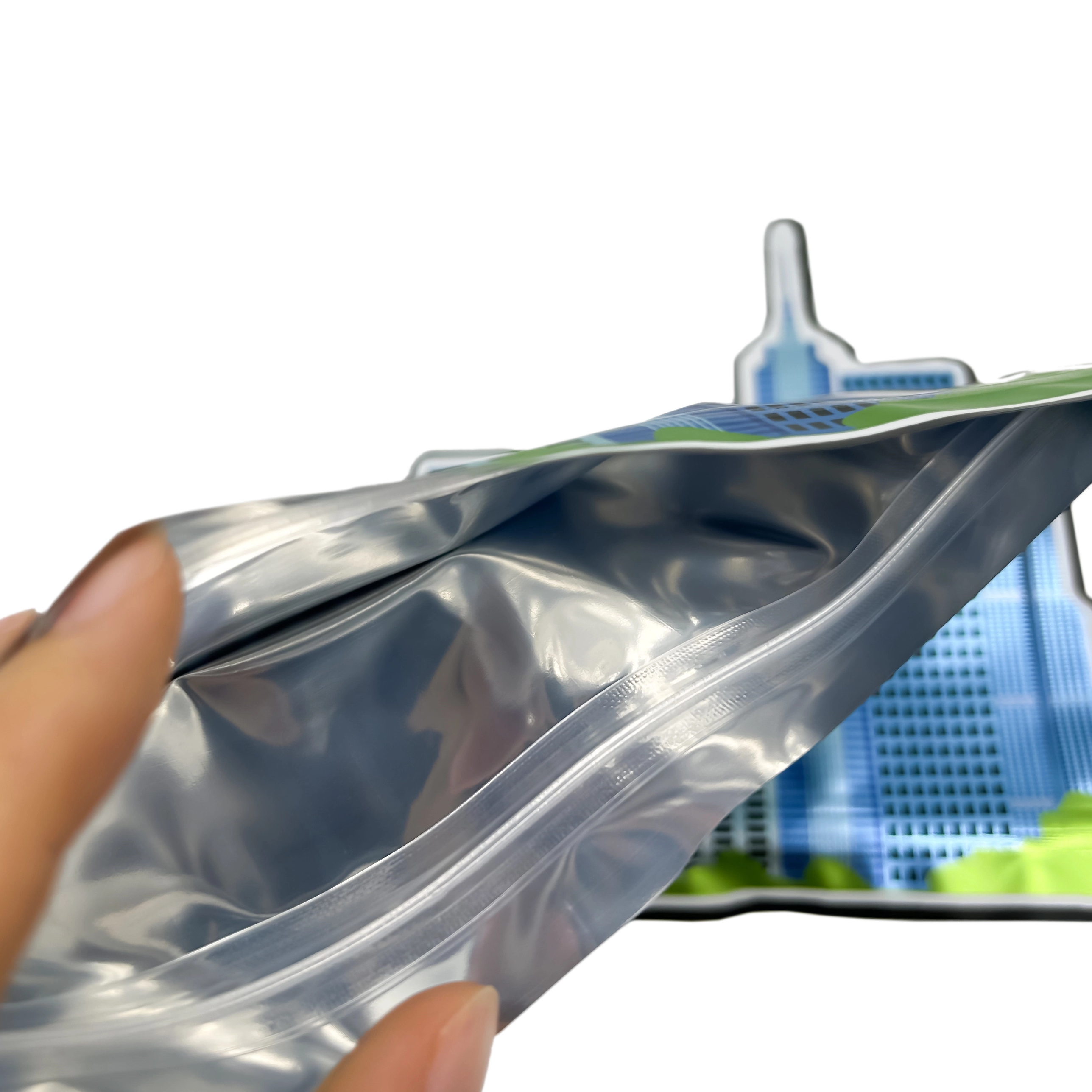Gestanzte Verpackung, unregelmäßiger Druckverschluss, 3,5 mm, geruchsdicht, Logo-Druck, individuelles Design, gestanzte Mylar-Beutel